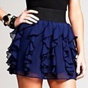 Express 💙 High Waisted Navy Ruffle Mini Skirt 💙 size small
